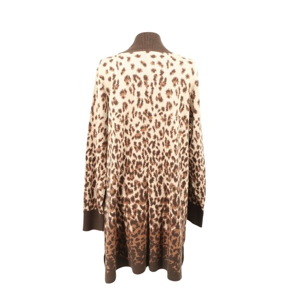 New Isaac Mizrahi Live! Brown Animal Print Jacquard Open Cardigan Sweater 1X - Picture 5 of 6